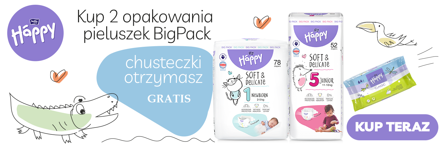 Bella Happy pieluchy BIG Pack - kup 2 dowolne opakowania a chusteczki dostaniesz gratis