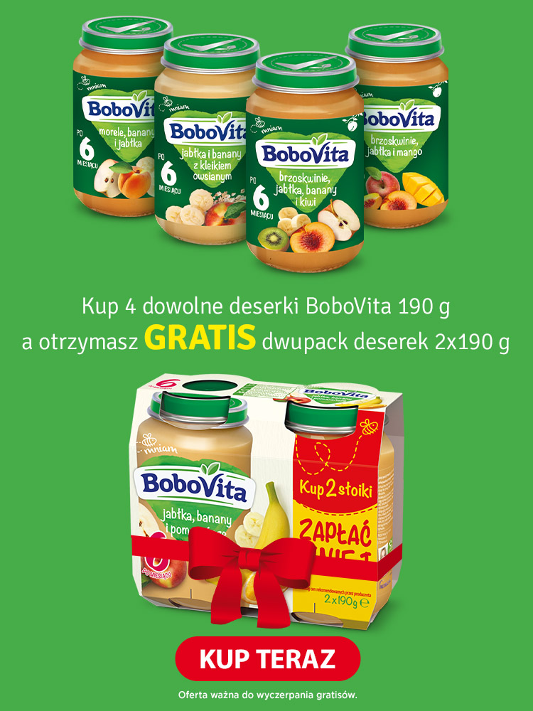 Bobovita deserki 190 g - przy zakupie 4 słoików deserek dwupak gratis